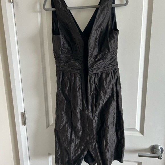 - KAY Unger New York Women’s Silk Blend Fitted Midi Cocktail Dress Gray Si… - Picture 6 of 10